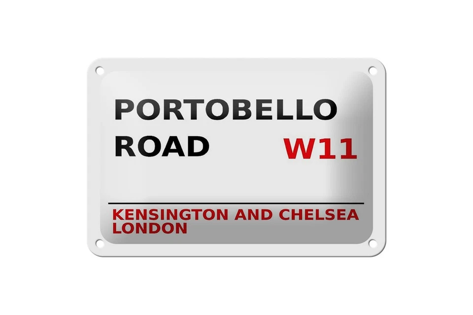 mrdeco Metall Schild 12x18cm gewölbt Portobello Road W11 Kensington Schild - Bild 1 von 1