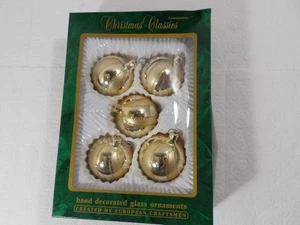 Vintage Commodore Christmas Classics Glas Ornamente ~ 5er Set ~ goldfarben ~ - Bild 1 von 7