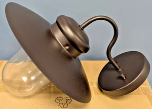 TRANS GLOBE LIGHTING 1-LIGHT GOOSENECK WALL SCONCE BRONZE & GLASS 10"W 11"H 11"D - Picture 1 of 5