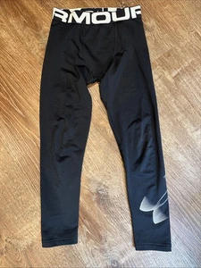 Under Armour Cold Gear Boys Leggings Black Youth Small - Picture 1 of 2