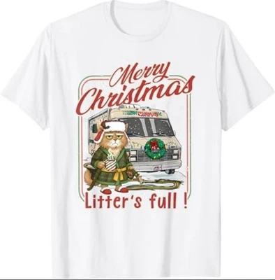 Camiseta Litter's Full Feliz Navidad Divertida Amantes de los Gatos Vacaciones Navidad Foto 1 de 3