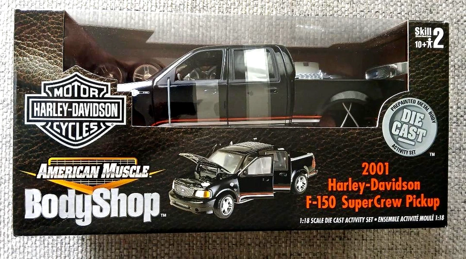 ERTL American Muscle Body 2002 Shop Harley Davidson F-150 Super Crewpickup 1 18