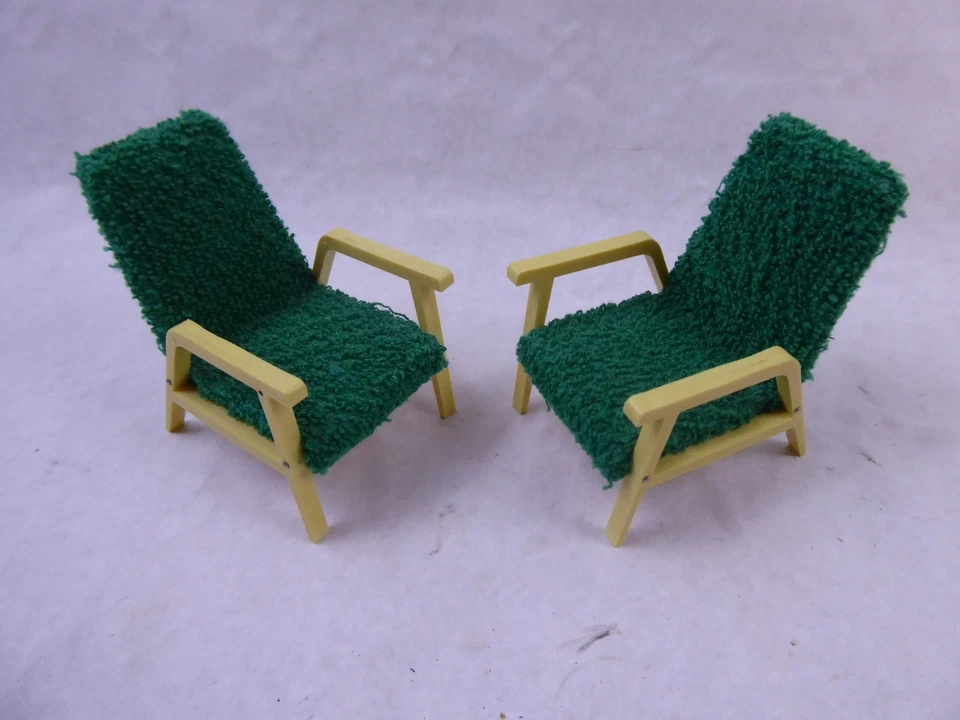 alte DDR Puppenstubenmöbel 2 Sessel Plüschsessel - Bild 1 von 1