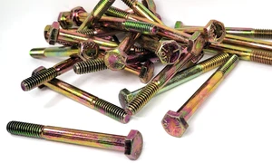 1/4"-20 x 2-1/2" Grade 5 Hex Cap Screw, Zinc, Yellow ~ 100PCS - Picture 1 of 3