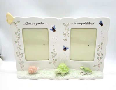 Lenox: Butterfly Meadow Baby, Double Child picture  frame, Rare & Retired - Image 1 of 4
