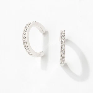 Crystal Silver Hoop Earrings Look Around Earrings Touchstone Crystal Swarovski - Picture 1 of 1