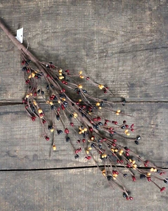 Pip Berry Spray Burgundy Black Mustard Country Primitive Floral Decor 26 inch - Picture 1 of 7