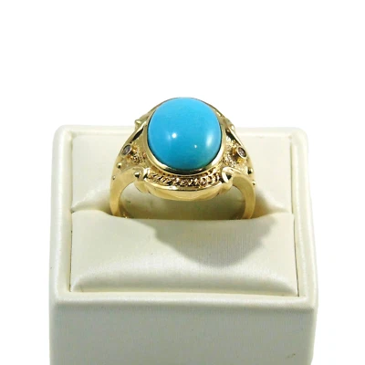 Коктейльное кольцо Le Vian из золота 14 карат с бирюзой и бриллиантовыми акцентами размер 7,5 тв 7,7 г - Изображение 1 из 4