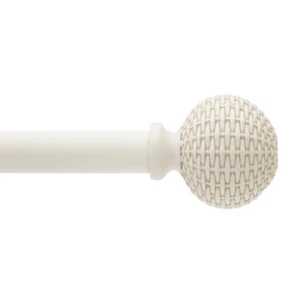 36"-72" Acero Blanco Cortina Única Varilla 1" con Acabados de Bola Tejida - Imagen 1 de 3