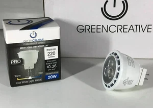 Green Creative 40715 LED MR11 G4 3W 4000K Cool White NF30 220 Lumens 80 CRI - Picture 1 of 8