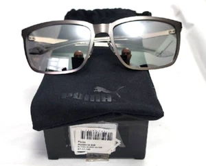 Puma PU0091S 003 Rivets Silver Gray Metal Sunglasses 57-17 140 New Box Pouch - Picture 1 of 7