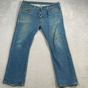 Levi's 501 Jeans Herren 38x30 Blau Button Fly Regular Straight Leg Faded Denim - Bild 1 von 17