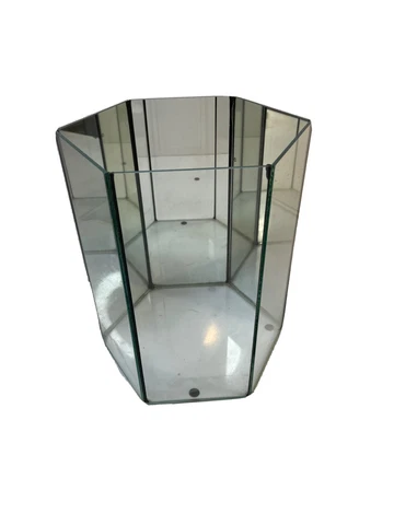 VTG 70s Mid Century Modern Mirrored Glass Brass Curio Display Case Terrarium MCM Cover