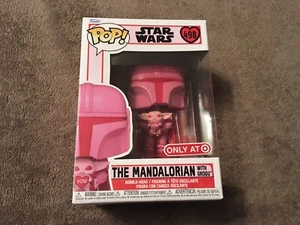 Funko POP! Star Wars - #498 - The Mandalorian con Grogu - Día de San Valentín NUEVO - Imagen 1 de 9