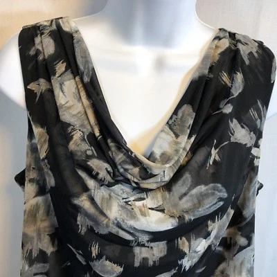 Camisa Top Cuello Capucha Negra Gris Floral Talla M 212 Colección Nuevas Etiquetas Informal Forrada Foto 1 de 4