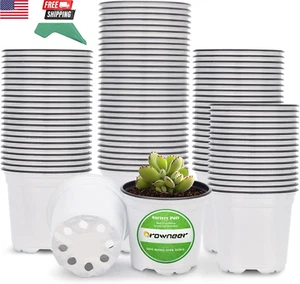 Nursery Pots 120 Packs 4 Inch Plastic Planting Pot with 15 Pcs Plant Labels, See - Picture 1 of 7