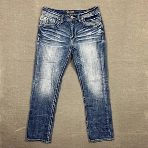 Salvage Mayhem Jeans Mens Size 35x31 Blue Straight Stretch Denim Buckle - Picture 1 of 12