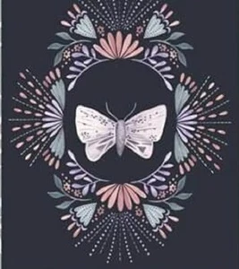 Fabric Picture Panel - Butterfly Folk Art -100% Cotton - 10 x 12.5 cm Applique - Picture 1 of 1