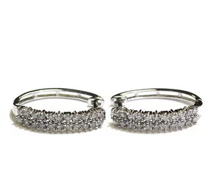 New 10k white gold .50ct I1 H round diamond hoop huggie earrings 2.4g natural - Imagen 1 de 12