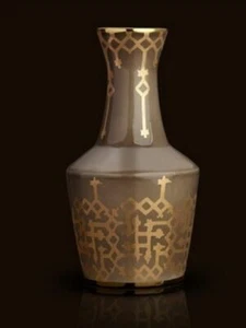 L'Object Fortuny Carafe Rabat Gray Earthware 24Karat Gold trim Rare Brand New - Picture 1 of 9