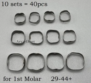10 sets = 40pcs Dental Orthodontic 1st Molar Bands Plain Molar Band Size 29-44+ - Picture 1 of 10