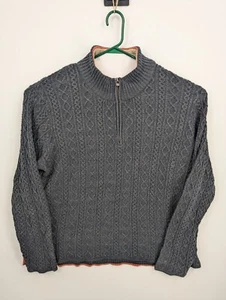 Carbon 2 Cobalt Greystones 1/4 Zip Sweater XXL Blue Gray Fisherman Cable Knit - Picture 1 of 5