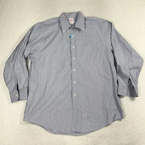 Madison Brooks Brothers Men’s Dress Shirt 17/34 Blue Stripe Long Sleeve Button - Picture 1 of 6