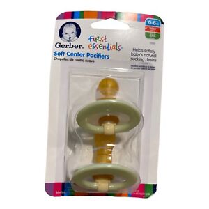Gerber First Essentials White Soft Center Pacifiers BPA Free 0-6 Months 2 Pack