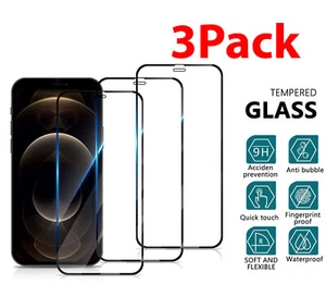 3X Cover Completa Vetro Temperato Protezione Schermo per Telefono X XR MAX 11 12 13 14 - Foto 1 di 6