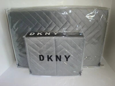 Conjunto de colcha DKNY pinsonic veludo completo queen padrão acolchoado fronhas cinza platina - Imagem 1 de 4