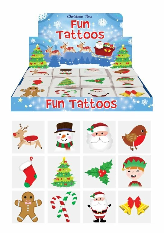HENBRANDT CHRISTMAS XMAS Temporary Tattoos Boys Girls Kids Party Loot Bag Fillers