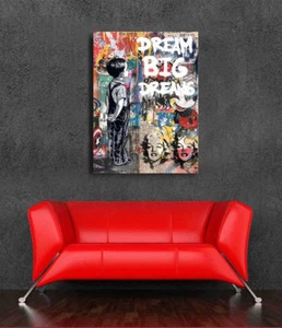 Dream Big Dreams Graffiti Leinwandbild Street Art Poster Wandbild 36 x 24 - Bild 1 von 3