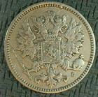 World Sale-1890-L Finland Silver (0.750) 25 pennia km#6.2-Only 796,805 Minted.