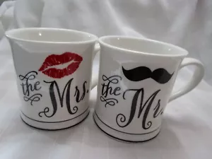 Mr & Mrs Coffee/Tea Mugs - 12 oz - Great Wedding or Anniversary Gift- So Cute! - Picture 1 of 6
