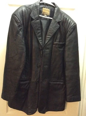 CHAQUETA BLAZER J. FERRAR Clásica Cuero Abrigo Coche Hombre Talla L Negra Foto 1 de 4