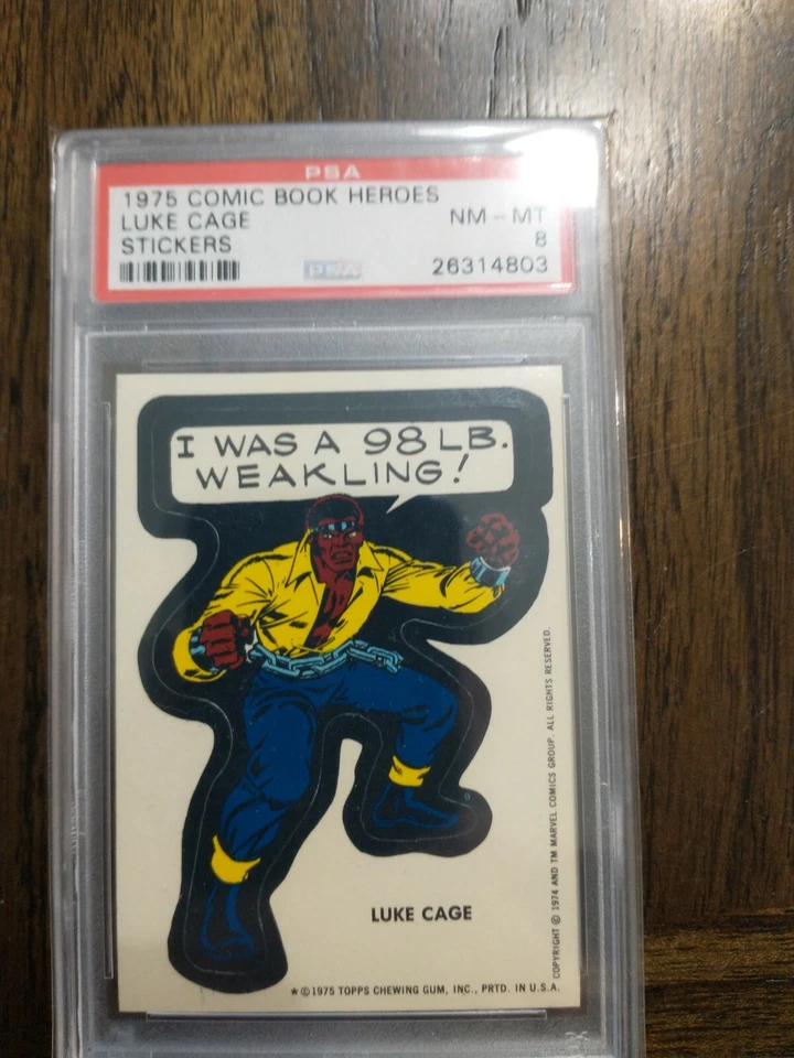 1975 Marvel Comic Book Heroes Stickers Luke Cage PSA 8 NM/MT - Image 1 of 1