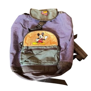 Mickey Mouse Vintage 90’s Unlimited Kids Backpack Blue With Brown Leather - Picture 1 of 11