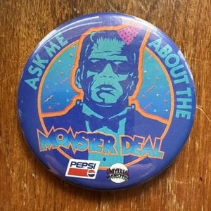 HTF Pepsi-Cola Universal Monsters Pepsi Pinback Premium Button Pin Frankenstein - Picture 1 of 3