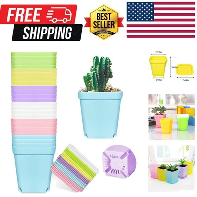 Paquete de 24 macetas de plástico cuadradas multicolores de 3 pulgadas, transposición de vivero de plántulas... Foto 1 de 4