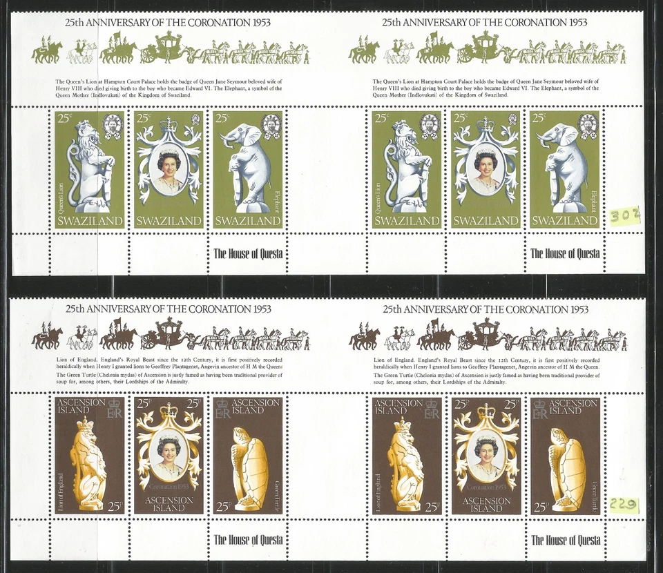 1978 QEII 25th ANNIVERSARY QUEEN CORONATION 1953 seven diff mint sheets MNH/VG - Image 1 of 4