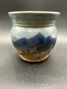 Carl Sheehan 2006 Art Pottery Basket Vase Yellowstone “Old Faithful” Signed 4" - Picture 1 of 5