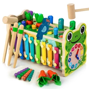 6-IN-1 Wooden Montessori Toys for 1 Year Old, Mole-Tapping Game | Play the Xy... - Picture 1 of 7