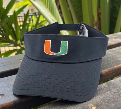 Miami Hurricanes Adidas Equipo Inicial Logo Negro Correa OSFM Visera Gorra NUEVA Foto 1 de 4