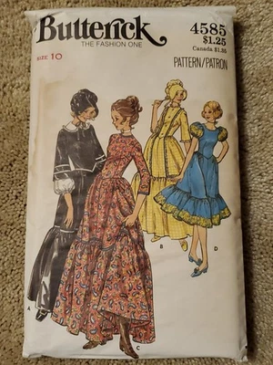Butterick Prairie Cottagecore Frontier Costume Dress Pattern 4585 Size 10 CC - Image 1 of 2