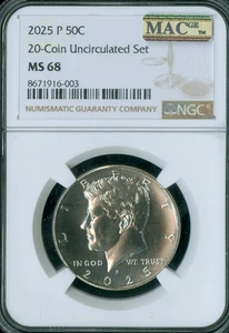 2025 P  KENNEDY HALF DOLLAR NGC MS68  MAC SPOTLESS . - Picture 1 of 2