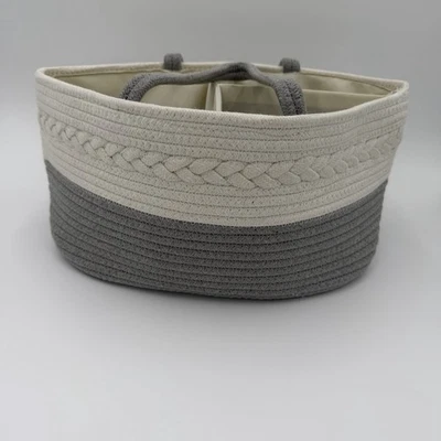 Organizador de pañales para bebé, portátil, bolsa de mano, blanco y gris Foto 1 de 4