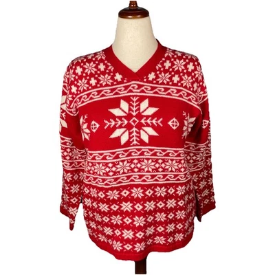 Vintage Chaus Sport Sweater Womens Size Large Holiday Christmas Snowflake Wool - Image 1 of 4