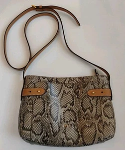 Borsa a tracolla Lauren Ralph Lauren in pelle con stampa pelle di serpente - Foto 1 di 11