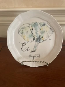 Anthropologie- Linea Carta Diva Pyari Canape Plate - 6.5” - “E” Elephant - Picture 1 of 5