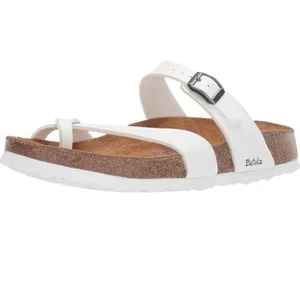 Betula by Birkenstock Mia Women’s Sandals Size 7.5 White Toe Loop EU 38 Narrow - Picture 1 of 7